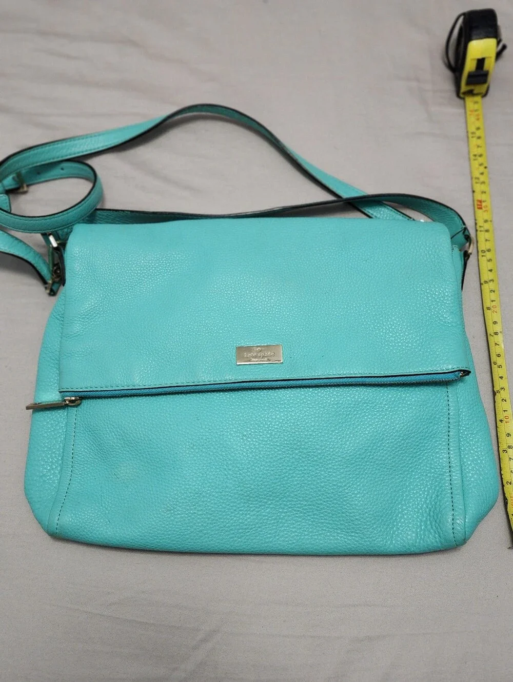 Kate Spade Turquoise Leather Fold-Over Crossbody Bag